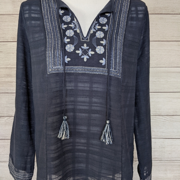 Max Studio blue size med. tunic, peasant, boho top - Picture 7 of 11